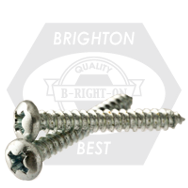 #8-15 x 1" Pan Head One Way Tapping Screws, Type A, Zinc Cr+3, Fully Threaded, Qty 4500