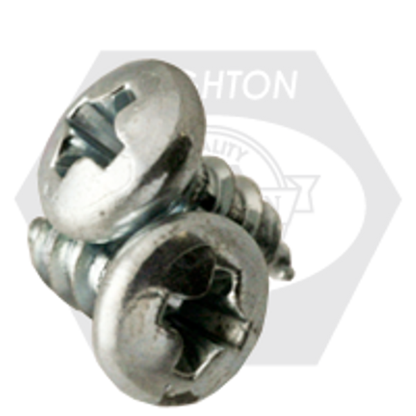 1/4"-14 x 1 1/2" Indent Hwh Phil/Slot Combo Tapping Screws, Type AB, Zinc Cr+3, Fully Threaded, Qty 1000