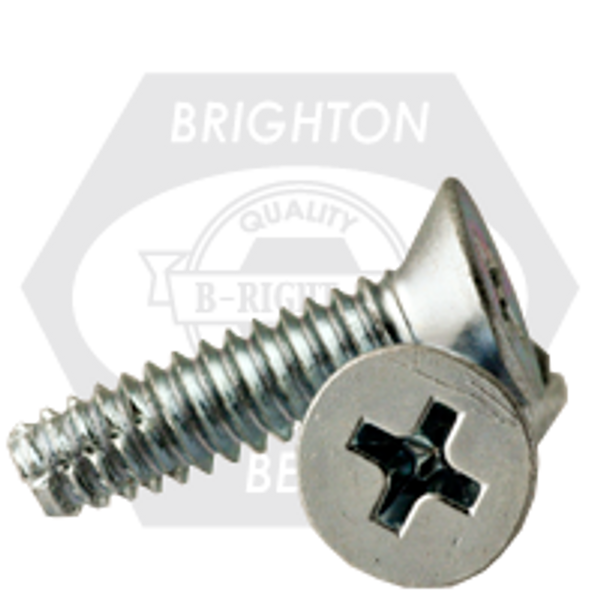 #10-24 x 1 1/4" Indent Hwh Slot Thread Cutting Screws, Type F Zinc Cr+3, Fully Threaded, Qty 3000