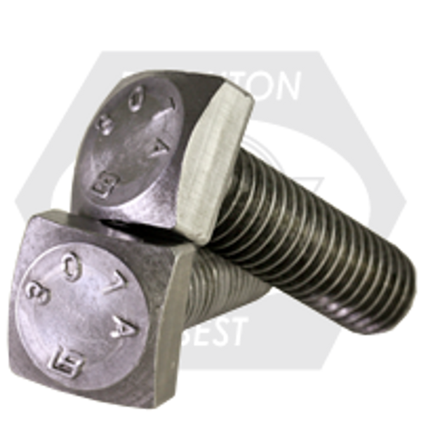 1"-8 x 4 1/2" A307 Grade A Square Head Bolt, Plain Finish, Partially Threaded, Qty 35