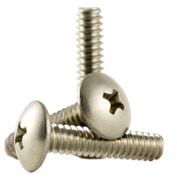 #2-56 x 7/16" TrUSS Head Phil Machine Screws Philips TrUSS Head, Coarse, 18-8 Stainless Steel A2, Fully Threaded, Qty 1000