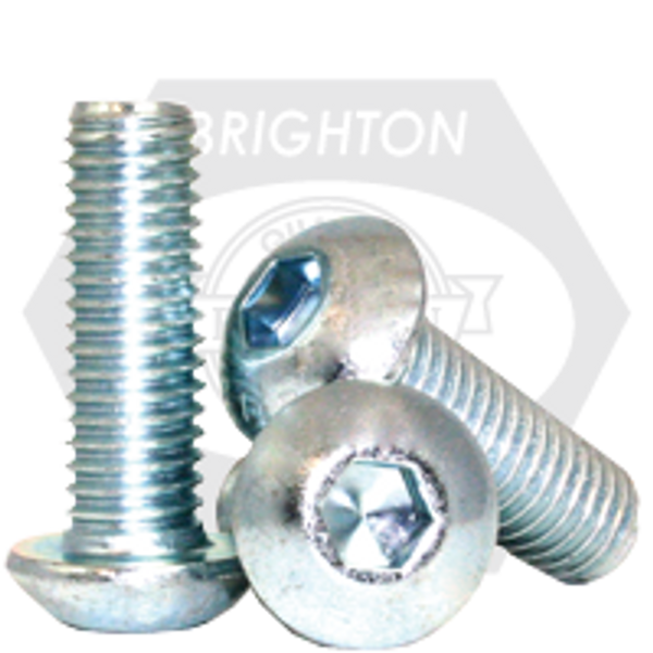1/4"-28 x 3/8" UNF Button Socket Caps, Fine, Alloy, Zinc-Bake Cr+3, Fully Threaded, Qty 100