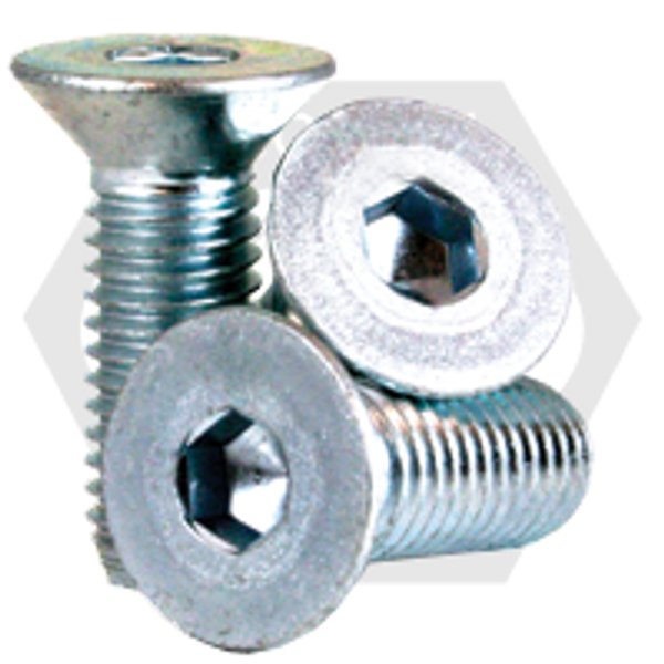 M6-1.00 x 35 mm 10.9 Flat Head Socket Cap Screws, Coarse, Zinc-Bake Cr+3, Fully Threaded, Qty 100