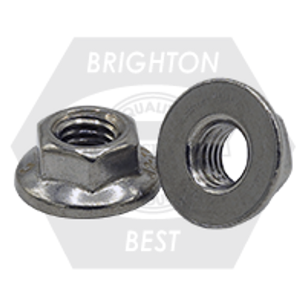 M10-1.50 Hex Flange Nuts Non-Serrated A2 (18-8) Stainless Steel, Qty 100