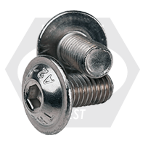 M3-0.50 x 6 mm Button Flange Socket Screws, Coarse, 18-8 Stainless Steel A2 ISO 7380-2, Fully Threaded, Qty 100
