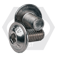 M5-0.80 x 12 mm Button Flange Socket Screws, Coarse, 18-8 Stainless Steel A2 ISO 7380-2, Fully Threaded, Qty 100