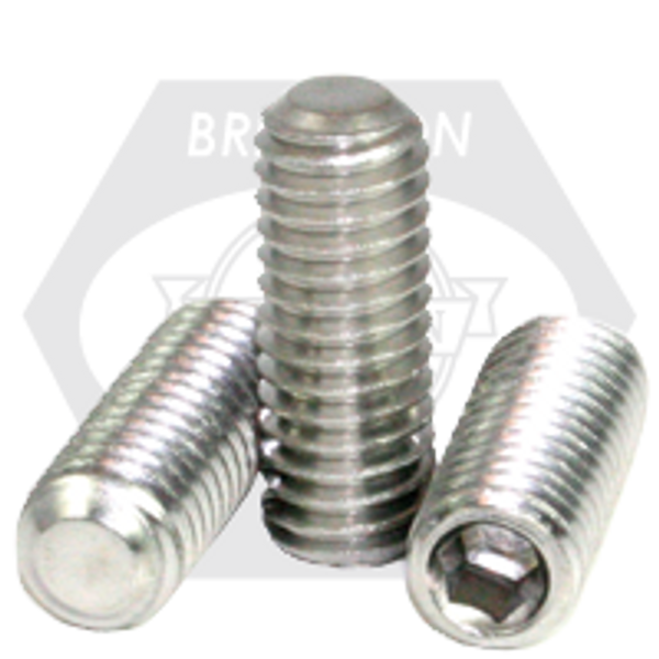 M6-1.00 x 10 mm Socket Set Screws Flat Point, Coarse, 18-8 Stainless Steel A2, Qty 100