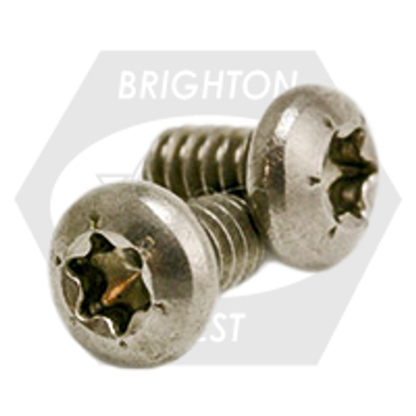M8-1.25 x 35 mm, T45 Drive Size 18-8 Stainless Steel A2 Machine Screw, 6-Lobe Pan Head ISO 14583 (Metric), Fully Threaded, Qty 100