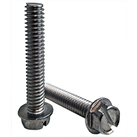 1/4"-20 x 1/2" Indent Hwh Slot Machine Screw Slotted Indent Hex Washer Head 18-8 Stainless Steel A2, Fully Threaded, Qty 100