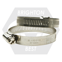 #24 (1"-2") (25mm-51mm) Stainless 304 Housing And Band - Steel Nickel Plated Screw (Worm-Gear), Qty 100