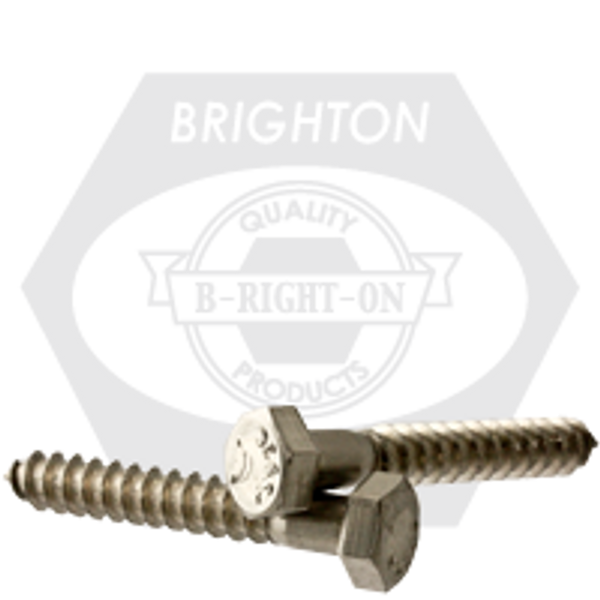 3/8"-7 x 10" Stainless Steel 316 Hex Lag Screw, Qty 25