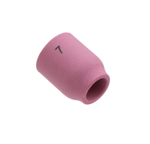 53N61: #7 (7/16") X 1" Alumina Small Gas Lens Cup TIG Alumina Gas Lens Cup - Small Cup For 9, 20 Series Torches