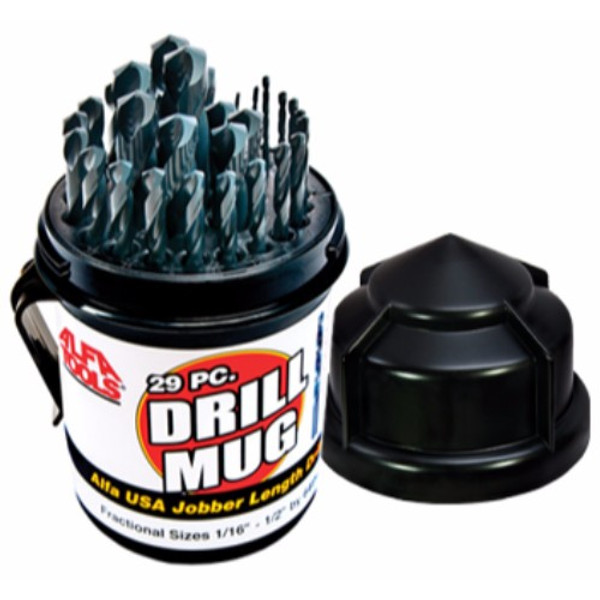 Alfa Tools S150190DM 29pc US Split Point Black Drill Mug Set