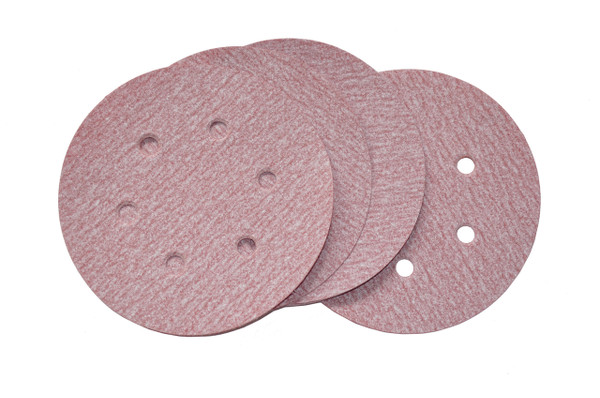 Alfa Tools VDAR64006 6" x 6 400G Hook & Loop Paper Disc, Red Aluminum Oxide 100/Box