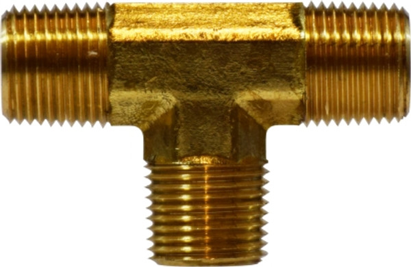 Midland Metal 28293 Pipe Tee, 1/2 in MNPT x 1/2 in MNPT x 1/2 in MNPT, Brass