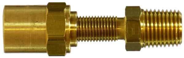 Midland Metal 32727 Reusable Hose Adapter, 1/4 in Hose x 1/4 in Male NPTF, Brass