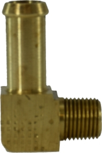 Midland Metal 38860 90 deg Elbow, 1/4 in Hose Barbed x 1/8 in MIP, Brass