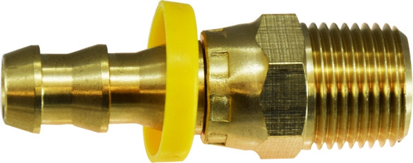 Midland Metal 30386 Swivel Adapter, 3/8 in Push-On Hose Barbed x 1/4 in MIP, Brass