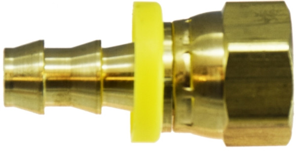 Midland Metal 30343 Female Ballseat Swivel, Push On Hose Barb, 3/8 x 1/4 Pohb x F Ballseat Swvl, Brass Fittings