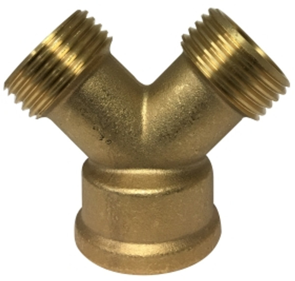 Midland Metal 30140 Wye Connector, 3/4 in FGH x 3/4 in MGH x 3/4 in FGH, Brass