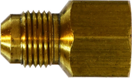 Midland Metal 10228 Adapter, 1/4 in Male Flared x 1/8 in FNPTF, Brass