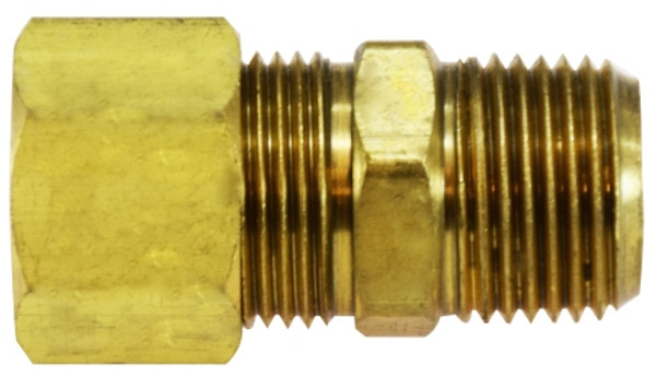 Midland Metal 18209 Drilled Through Tank Adapter, 1/4 in Tube OD x 1/4 in Male NPTF, Brass