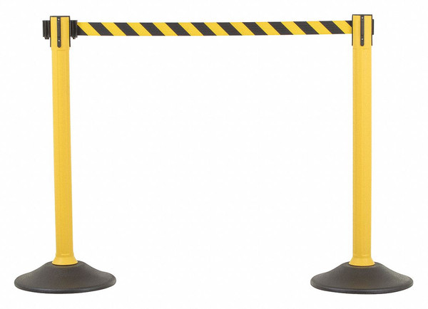 US WEIGHT Barrier Post with Belt,HDPE,Yellow,PR U2055CYB
