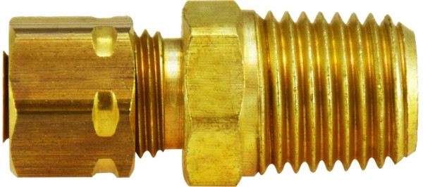 Midland Metal 26184 Captive Sleeve Adapter with 26004 Sleeve Nut, 5/16 in Tube OD x 1/4 in Male NPTF, Brass