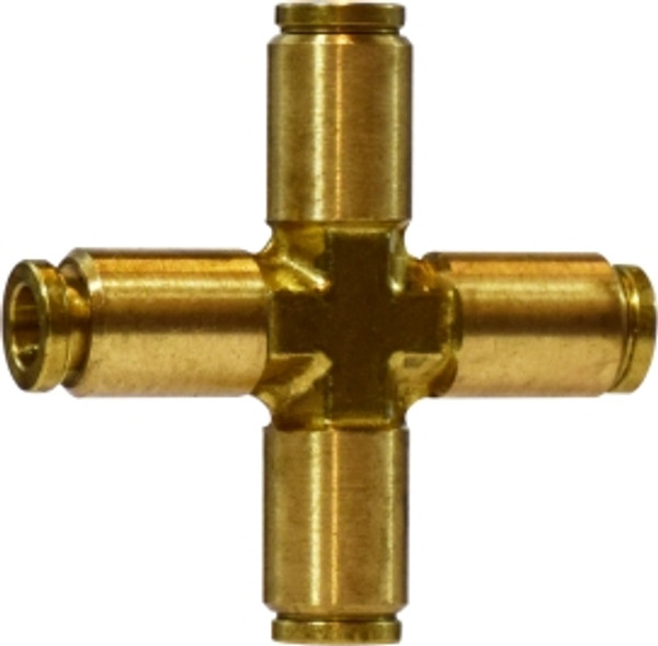 Midland Metal 20142 Cross, 1/4 in Push-In Tube x 1/4 in Push-In Tube x 1/4 in Push-In Tube x 1/4 in Push-In Tube