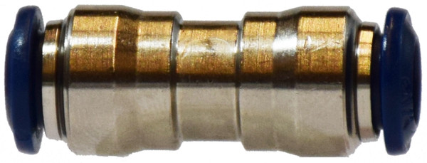 Midland Metal 20024N Union Connector, 1/2 in Push-In x 3/8 in Push-In, Brass, Nickel-Plated