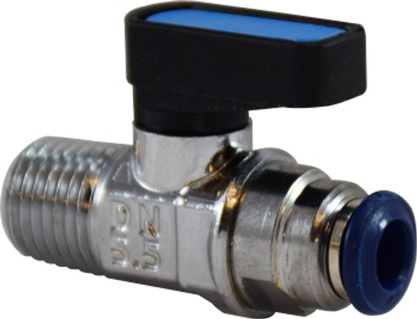 Midland Metal 28405 Mini Ball Valve, 3/8 in Nominal, Push-Fit x MNPT, 250 psi Pressure, Brass Body