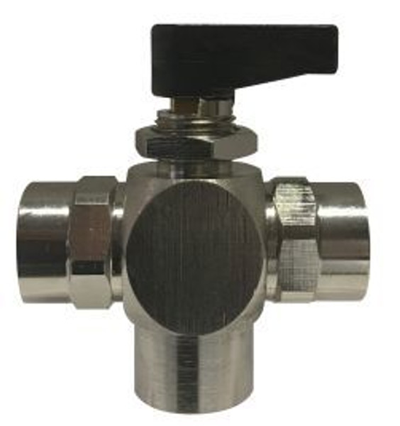 Midland Metal 466902 Mini Ball Valve, 3/8 in Nominal, FIP, 3-Way -Port/Way, 250 psi Pressure, Brass Body