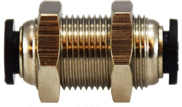 Midland Metal 20129C Bulkhead Union, 1/2 in Push-In x 1/2 in Push-In, Composite