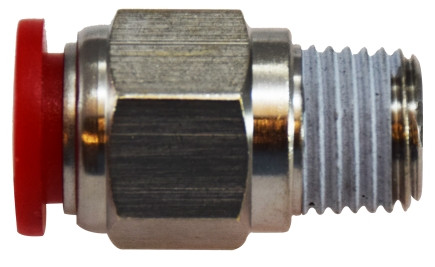 Midland Metal 20632 Straight Adapter, 6 mm Push-In x 1/8 in Male BSPT, Composite, Nickel-Plated