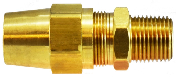 Midland Metal 38218 Adapter, 1/4 in Tube OD x 1/4 in Male NPTF, Brass