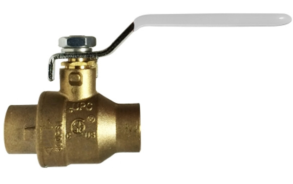 Midland Metal 941165LF Ball Valve, 1 in Nominal, Sweat x Sweat, 600 psi WOG Pressure, -40 to 365 deg F