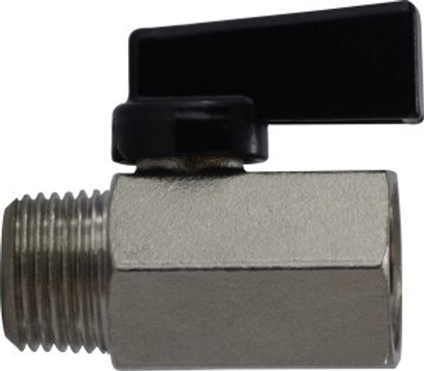 Midland Metal 46932S Mini Ball Valve, 3/8 in Nominal, FPT x MPT, 450 psi Pressure, 32 to 176 deg F