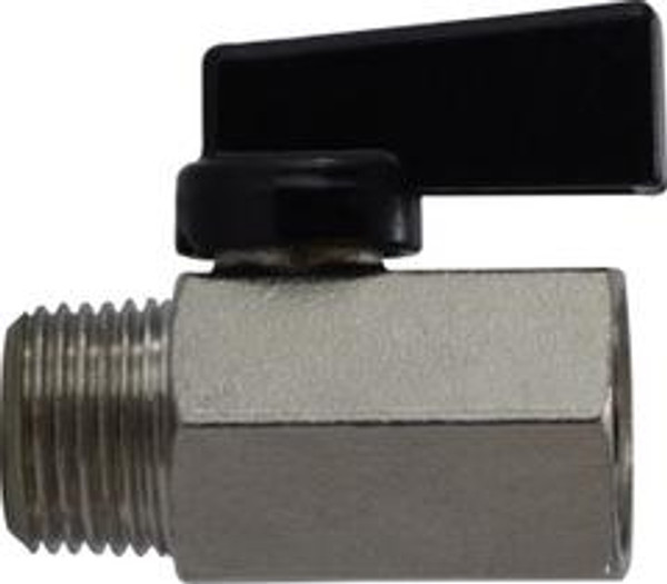 Midland Metal 46933S Mini Ball Valve, 1/2 in Nominal, FPT x MPT, 450 psi Pressure, 32 to 176 deg F