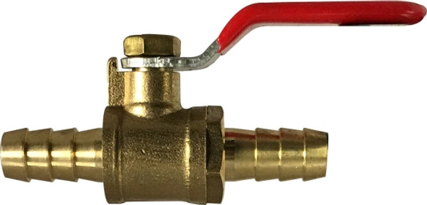 Midland Metal 944142 Mini Ball Valve, 1/4 in Nominal, Hose Barbed x Hose Barbed, 200 psi WOG Pressure