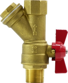 Midland Metal 947133 Ball Valve with Y-Strainer, Stamped Stainless Steel Screen, 1/2 in Nominal, Forged Brass Body