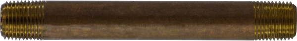 Midland Metal 40009 Seamless Pipe Nipple, 1/8 in MPT x 1/8 in MPT, 5 in, Brass