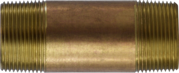 Midland Metal 40124 Seamless Pipe Nipple, 1-1/4 in MPT x 1-1/4 in MPT, 3-1/2 in, Brass