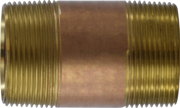 Midland Metal 40148 Seamless Pipe Nipple, 1-1/2 in MPT x 1-1/2 in MPT, 5-1/2 in, Brass