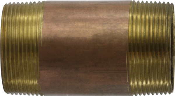 Midland Metal 40185 Seamless Pipe Nipple, 2-1/2 in MPT x 2-1/2 in MPT, 5 in, Brass