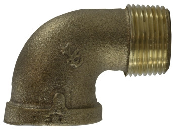 Midland Metal 44162LF 90 deg Street Elbow, 3/8 in MPT x 3/8 in FPT, Bronze