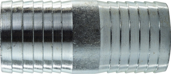 Midland Metal 973903 Coupling, 1-1/4 in Hose Barbed x 1-1/4 in Hose Barbed, Steel, Galvanized