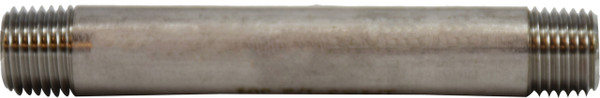 Midland Metal 48025 Welded Pipe Nipple, 1/4 in MPT x 1/4 in MPT, 3-1/2 in L, Stainless Steel, SCH 40 Schedule