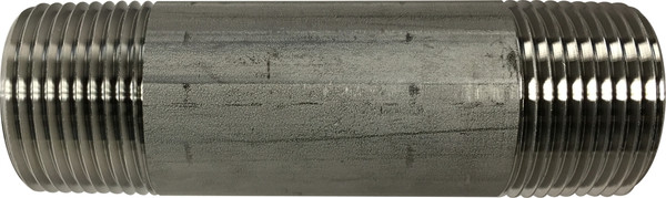 Midland Metal 48103 Welded Pipe Nipple, 1 in MPT x 1 in MPT, 3 in L, Stainless Steel, SCH 40 Schedule