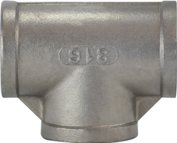 Midland Metal 62260 Pipe Tee, 3 in FPT x 3 in FPT x 3 in FPT, Stainless Steel, 150 lb
