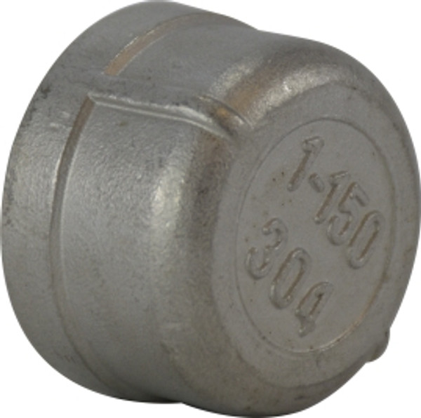 Midland Metal 63476 Cap, 1-1/4 in FPT, Stainless Steel, 150 lb